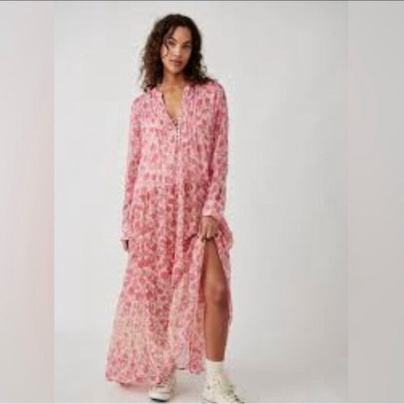 Free People “See It Through” Pink Floral Maxi Dress – Size Small (BNWT) - Picture 6 of 6
